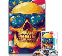 American Flag Skull 1000 Piece Jigsaw Puzzles for Teenagers,Educational Games Home Decoration Artists Collection,Fine Art (50x75cm)