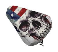 American Flag Skull Bike Seat Rain Cover Waterproof Dustproof Bikes Saddle Cushion Soft Bicycle Seat Pad Covers with Drawstring for Men Women