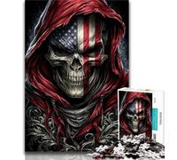 American Flag Skull Jigsaw Puzzles for Adults 1000 Pieces,Family Game Stress Reliever Difficult Challenge Great Gifts And Toys 50x75cm
