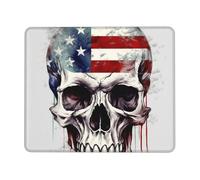 American Flag Skull Mouse Pad with Stitched Edge, Comfortable Mouse Pads with Non-Slip Rubber Base Gaming Mouse Mat Washable Mousepads Computers Laptop Desk Accessories for Office 10 x 12 inch