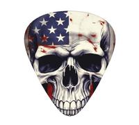 American Flag Skull prin Printed Guitar Picks 12-Piece Set - Comfortable, Versatile Plectrum for All Guitar Styles & Players