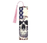 American Flag Skull prin Printed Metal Bookmarks M - Pink Lightweight Aluminium Book Marker for Books, Journals & Gifts, Ideal Book Lovers, Holiday Decor & Crafts
