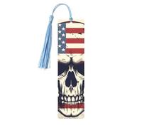 American Flag Skull Printed Metal Bookmarks M - Sky Blue Lightweight Aluminium Book Marker for Books, Journals & Gifts, Ideal Book Lovers, Holiday Decor & Crafts