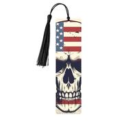 American Flag Skull Printed Metal Bookmarks S - Black Lightweight Aluminium Book Marker for Books, Journals & Gifts, Ideal Book Lovers, Holiday Decor & Crafts