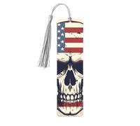 American Flag Skull Printed Metal Bookmarks S - Gray Lightweight Aluminium Book Marker for Books, Journals & Gifts, Ideal Book Lovers, Holiday Decor & Crafts