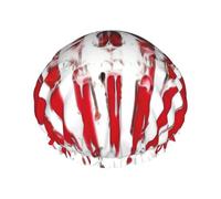 American Flag Skull Women Luxury Shower Cap,Double Layer Protective Elastic Reusable Adjustable Shower Cap
