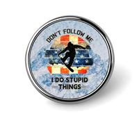 American Flag Snowboard Snowboarding Round Brooch Pin Badge Lapel Tie Pin for Women Men Office Worker Teacher Decor