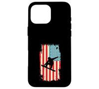 American Flag Snowboarder Snowboarding Winter Sport Case for iPhone 16 Pro Max
