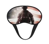 American Flag Soldier Eye Mask for Sleeping Soft Satin Sleep Shade Cover Blindfold with Elastic Strap Travel Nap Blackout Eye Shade Cover for Women Men