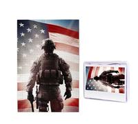 American Flag Soldier Jigsaw Puzzle for Adults Challenging Wooden Puzzles 1000 Pieces Personalized Photo Puzzle Picture Jigsaws Custom Jigsaw Puzzles for Birthday