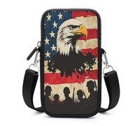 American Flag Soldiers Eagle Silhouette Crossbody Mobile Phone Bag Smartphone Bag With Adjustable Strap