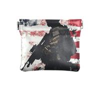 American Flag Soldiers Women Leather Cash Wallet Convenient Mini Cosmetic Case for Girls Women Ladies