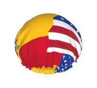 American Flag Spain Women Luxury Shower Cap, Double Layer Protective Elastic Reusable Adjustable Shower Cap