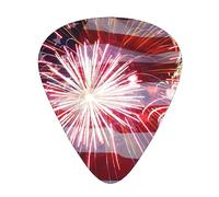 American Flag Sparkling Fireworks Guitar Picks with Organizer Storage Box Guitar Plectrums 12PCS 3 Thickness Thin Medium Heavy 0.46 0.71 0.96mm Guitar Picks For Acoustic Electric or Bass Guitars