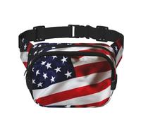 American Flag Square Double-Layer Waist Bag with All-Over Print,Durable Twill Fabric, Multi-Pocket Fanny Pack for Outdoor Sports Travel