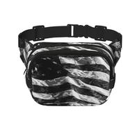 American Flag Square Double-Layer Waist Bag with All-Over Print,Durable Twill Fabric, Multi-Pocket Fanny Pack for Outdoor Sports Travel