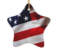 American Flag Star Christmas Tree Pendants, Ceramic Decorations, Personalized Christmas Ornaments, Novel