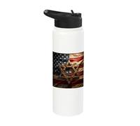 American Flag Star of David Tangled Wire Stainless Steel Insulated Water Bottle