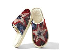 American Flag Star Slippers for Women Men, Memory Foam House Shoes M