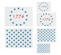 American Flag Star Stencil Templates - 6 Pack 50 Stars 1776 13 Stars Flag Stencils for Painting on Wood and Walls, Reusable Plastic Stencils in 3 Sizes for Wood Burning & Wall Art