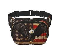 American Flag Stars Square Double-Layer Waist Bag with All-Over Print,Durable Twill Fabric, Multi-Pocket Fanny Pack for Outdoor Sports Travel