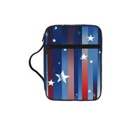American Flag Stars Stripes Bible Cover with Zipper, Bible Case Organizer with Handle, Water-Resistant Oxford Fabric Bible Bag for Women Men 27x20cm