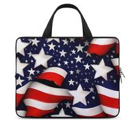 American Flag Stars Stripes Laptop Sleeve Ultra-Thin, Lightweight & Waterproof 15inch Laptop Bags, Durable Neoprene Material, Portable Protective Computer Bag with Hand Strap