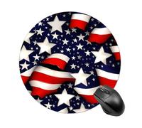 American Flag Stars Stripes Mouse Pad Round Laptop Mouse Mat Cute Computer Mousepad Keyboard Pad Non-Slip Desk Pads for Gaming Office Work Home