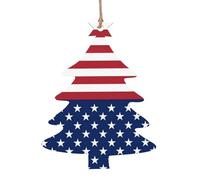 American Flag Stars Stripes Patterned wooden ornaments, a set of 6 decorations, suitable for hanging on Christmas trees and fireplaces.