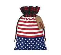 American Flag Stars Stripes Print Christmas Wrapping Bags Gift Bags With Drawstring, Xmas Party Presents And Favors