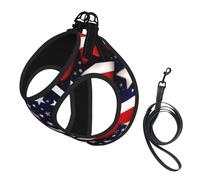 American Flag Stars Stripes Print Dog Harness Leash Set Reflective Pet Harness Puppy Vest Suitable Dogs Cats Small Breeds