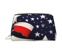 American Flag Stars Stripes Print Leather Makeup ba Leather Makeup Bag - Stylish Travel & Toiletry Companion