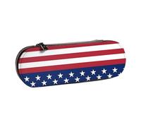 American Flag Stars Stripes Print Leather Pencil Case – Versatile Leather Pen Holder Pencil Pouch Travel Everyday Use