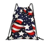 American Flag Stars Stripes Print Men Women Pe Bag Waterproof Gym Sack Large String Backpack For Gym Football Swim