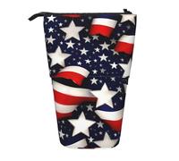 American Flag Stars Stripes Print Standing Pencil Case Telescopic Pencil Bag Pop Up Pencil Pouch Pen Pouch Makeup Cosmetics Bag