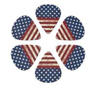 American Flag Stars Stripes Printed Guitar Picks -6 Pcs Guitar Picks Plectrum,Guitar Accessories,Electric Guitar Pick, Bass & Ukulele 0.96mm