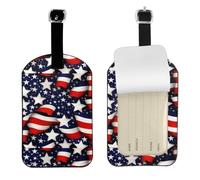 American Flag Stars Stripes Printed Leather Luggage Tag, Durable Baggage Identifier, Soft PU ID Label, for Business Travel
