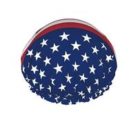 American Flag Stars Stripes Shower Cap Shower Caps For Women Double-Layer Waterproof Shower Caps, Reusable.