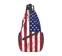 American Flag Stars Stripes Sling Backpack Chest Bag Crossbody Shoulder Bag Travel Hiking Daypack for Men Women
