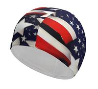 American Flag Stars Stripes Swim Cap for Adult, Elastic Fabric Swimming Cap, Comfortable Bathing Cap for Long & Short Hair