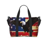 American Flag Stars Water-Resistant Crossbody Travel Bag, Large Carry-On with Adjustable Strap, Multi-Compartment Weekender for Gym, Travel, Outdoor