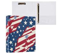 American Flag Style 1 and A Half Inch Binder Three Rings with Clipboard Pack of 1/2 Assorted Binders Hardcover