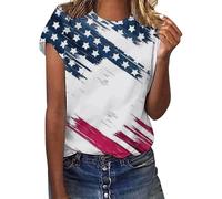 American Flag T Shirt Womens USA Star Stripes Fourth July Tee Shirts Print Faith Family Freedom Patriotic Tops Summer Holiday Shirt White