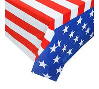 American Flag Table Cloth Party Tablecloth, USA American Plastic Tablecloth American Flag Table Cover Wipeable Rectangular Party Table Cover for 4th of July Independence Day Party Supplies, 274x137cm