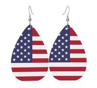 American flag Teardrop-shaped leather earrings are a luxurious and fashionable accessory suitable for women, showcasing individual charm.