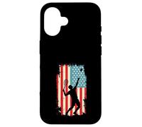 American Flag Tennis Player Racket Sports Court Case for iPhone 16
