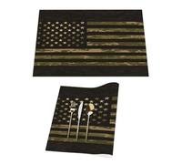 American Flag Theme Camo Stripes Stars Vinyl Placemats Set of 1 for Dining Tables,Kitchen Table Mats Heat Resistant Washable Wipeable PVC Place Mat