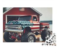 American Flag Truck 1000 Piece Premium Cardstock Jigsaw Puzzle for Couple Partners, Concentration Training, Indoor Leisure, Perfect Housewarming Gift 70x50cm/1000pcs