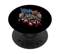 American Flag Truck Driver Patriotic Trucker PopSockets Adhesive PopGrip