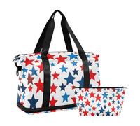 American Flag Unique Star Large Gym Bag Carry on Weekender Overnight Bag with Adjustable Strap for Yoga Multifunctional, American Flag Unique Star, One Size